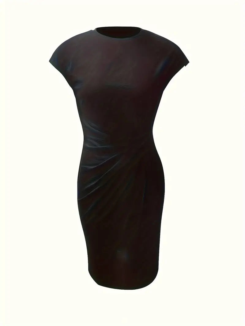 Mylène Robe Midi Femme – Élégante Coupe Flatteuse & Col Rond, Disponible en Plusieurs Couleurs