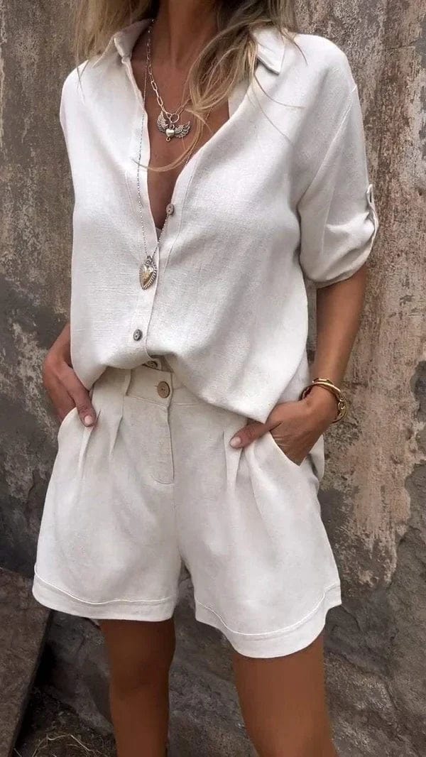 Completo estivo da donna Lyca - Completo casual in lino leggero e confortevole per le giornate calde