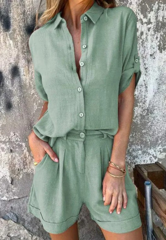Completo estivo da donna Lyca - Completo casual in lino leggero e confortevole per le giornate calde