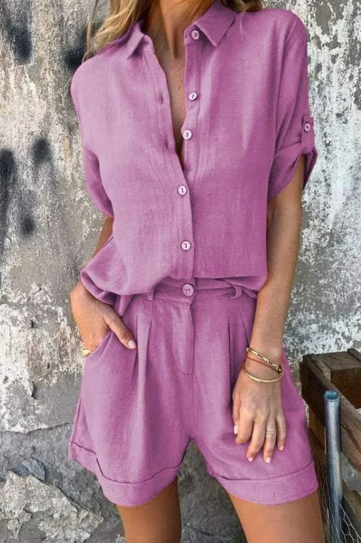 Completo estivo da donna Lyca - Completo casual in lino leggero e confortevole per le giornate calde