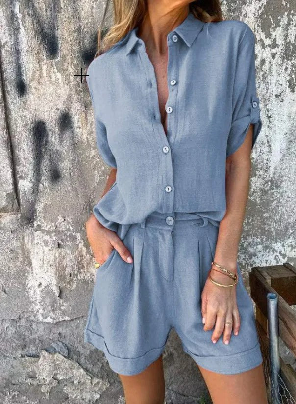 Completo estivo da donna Lyca - Completo casual in lino leggero e confortevole per le giornate calde