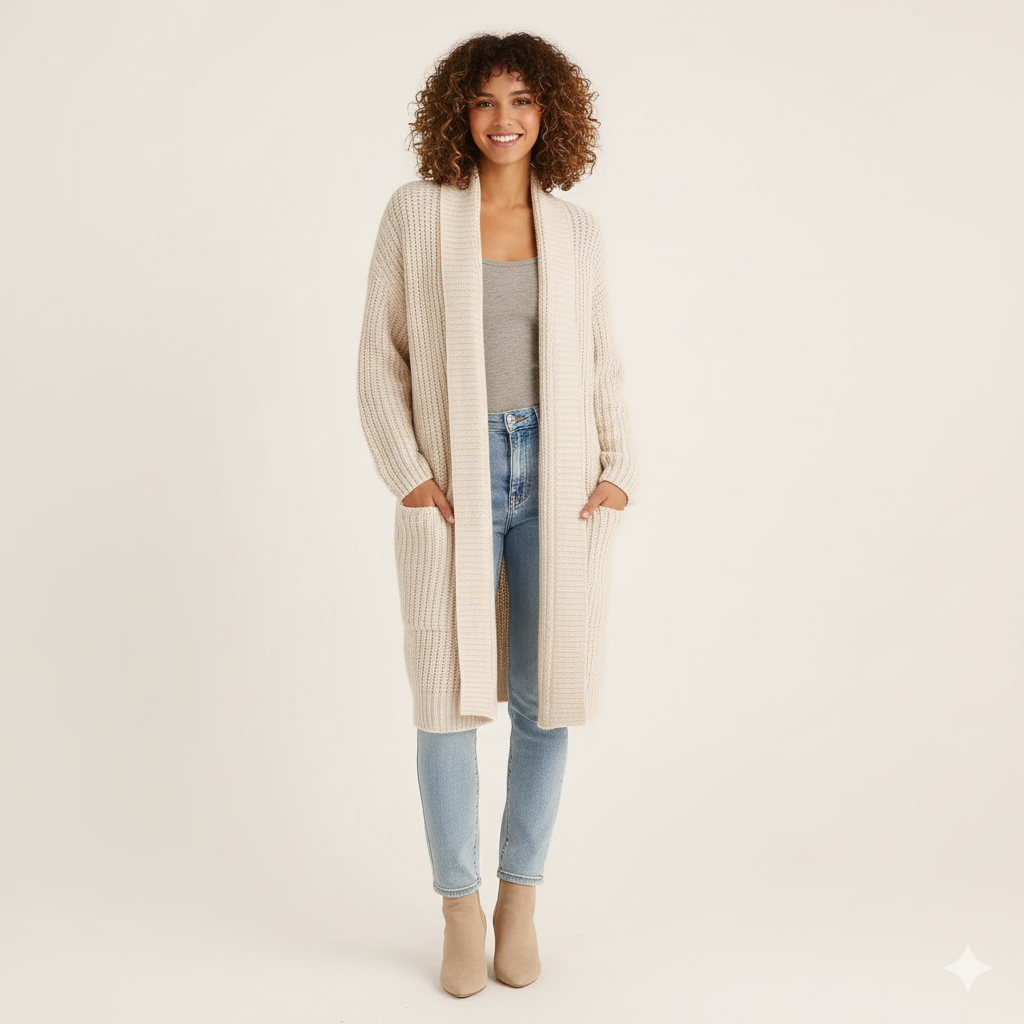 Erca Vestă Lungă din Tricot pentru Femei – Cardigan Lejer Elegant pentru Primăvară, Toamnă și Iarnă