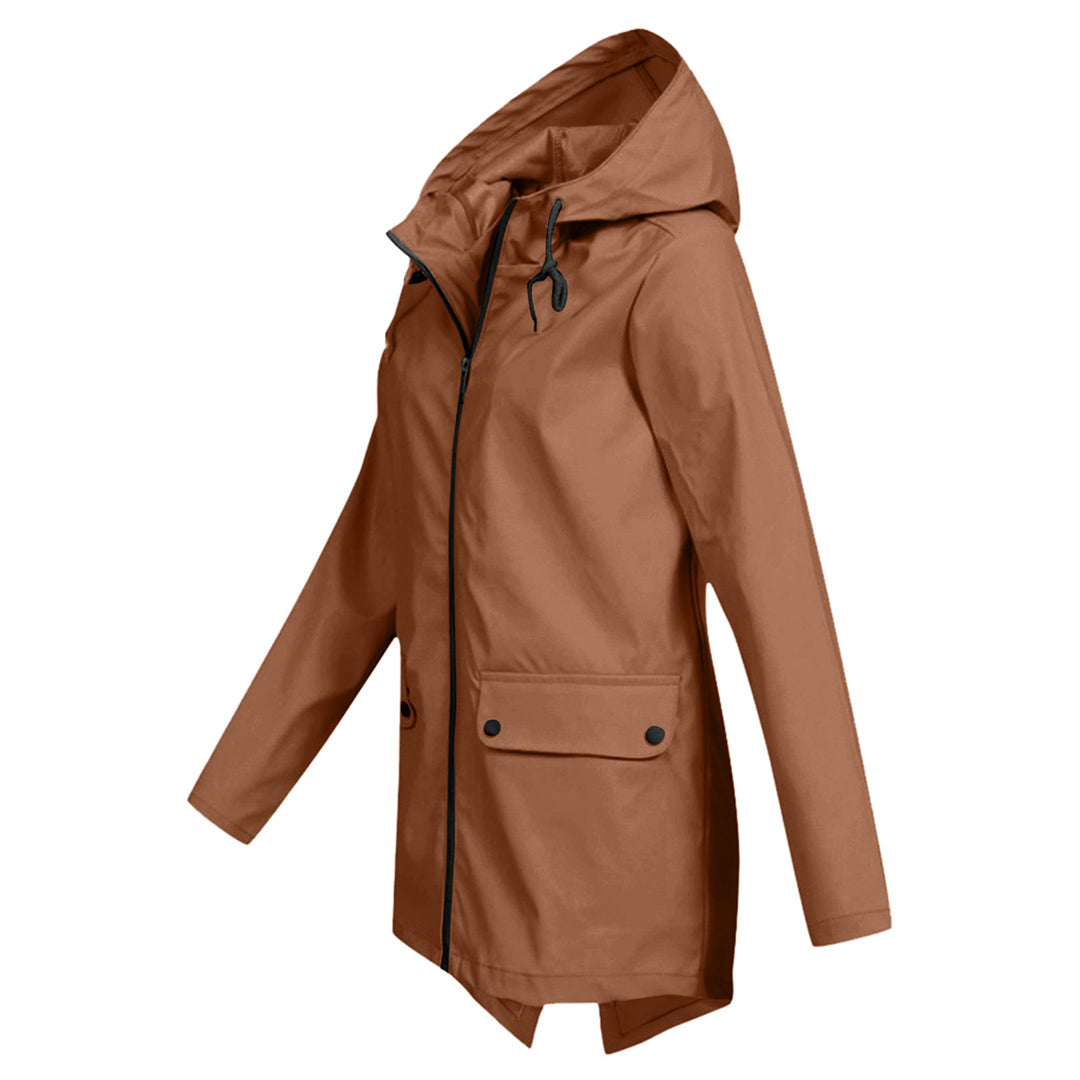 Daphne Manteau Long Femme Imperméable – Léger avec Capuche Ajustable pour la Pluie
