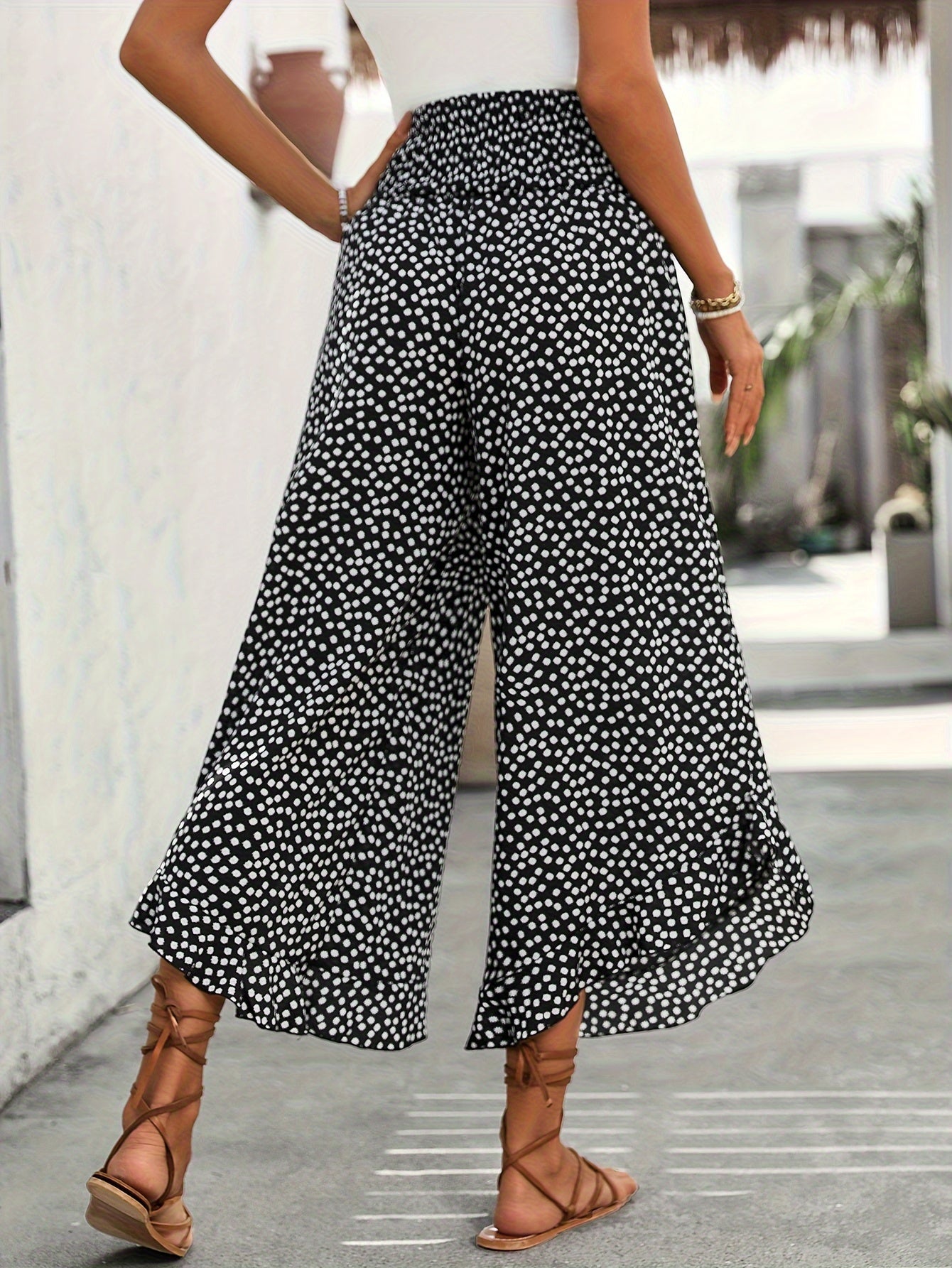 Pantaloni da donna Floravia - Pantaloni a vita alta con stampa floreale, eleganti e comodi
