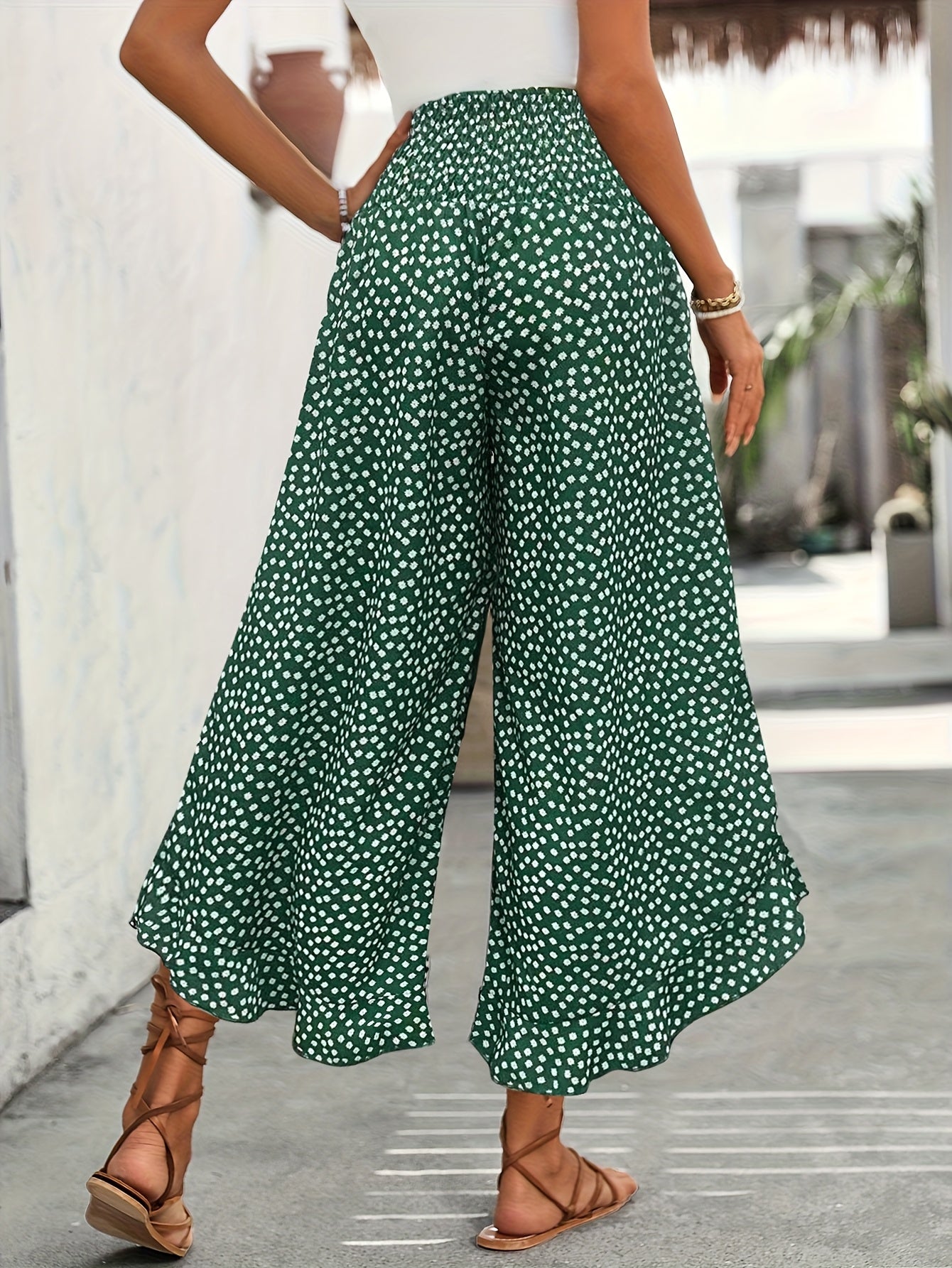 Pantaloni da donna Floravia - Pantaloni a vita alta con stampa floreale, eleganti e comodi