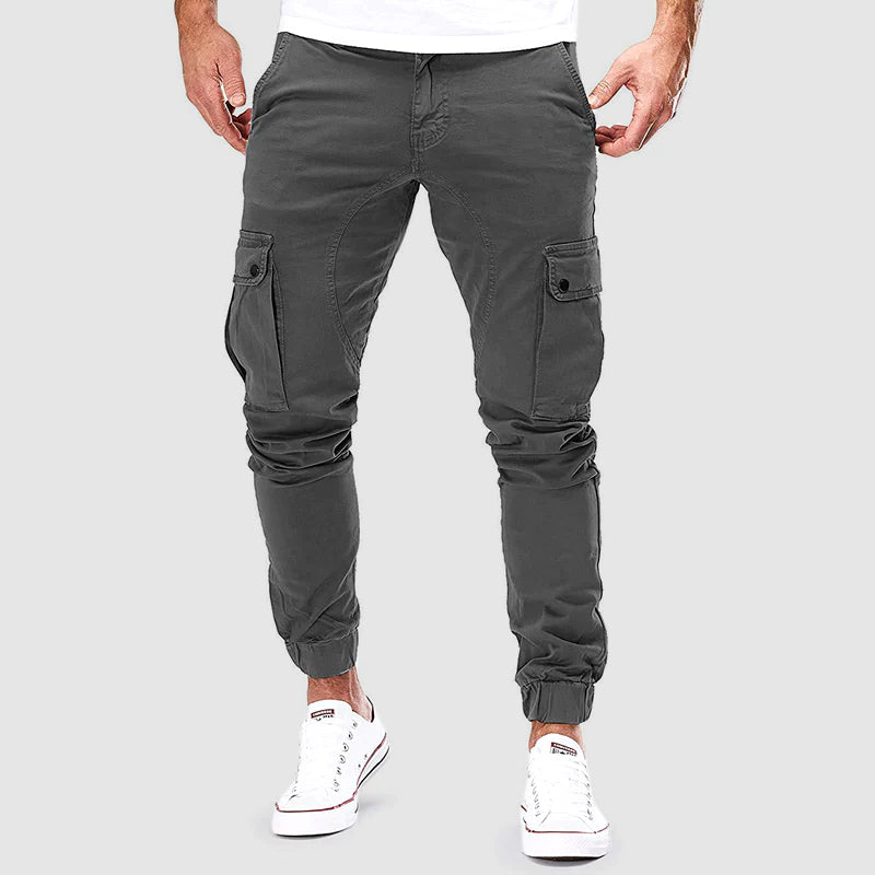 Ken Pantalon Cargo pour Homme – Coupe slim légère en mélange de coton avec multiples poches