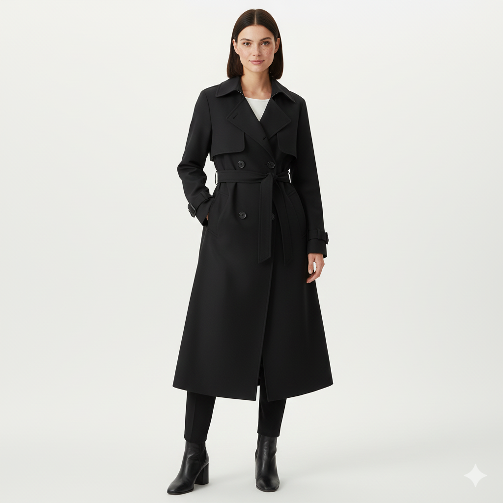 Charlie Trenchcoat Femme – Manteau Mi-Long Élégant Double Boutonnage avec Coupe Cintrée