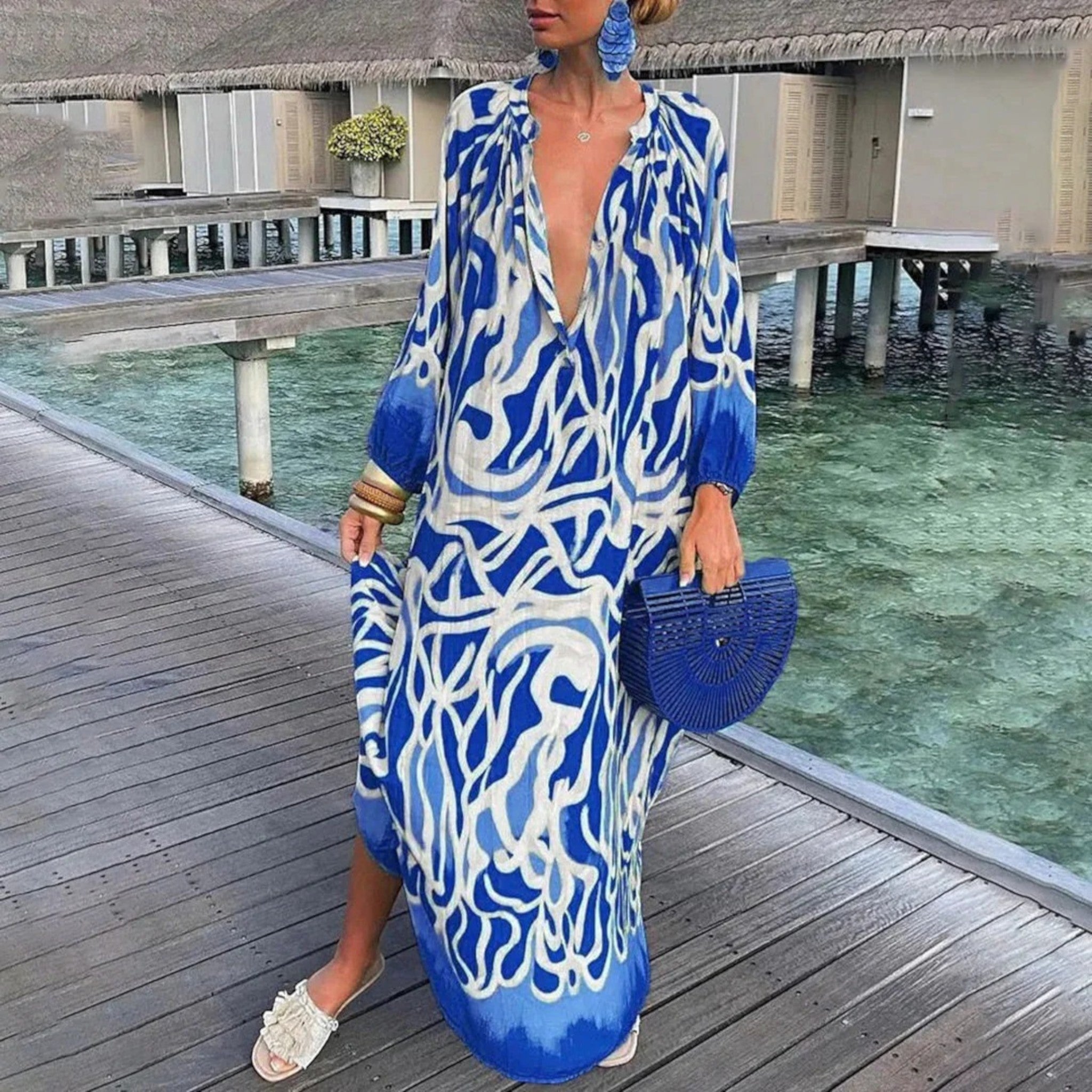 Abito oversize Ginepra Boho: stile rilassato con scollo a V per l'estate