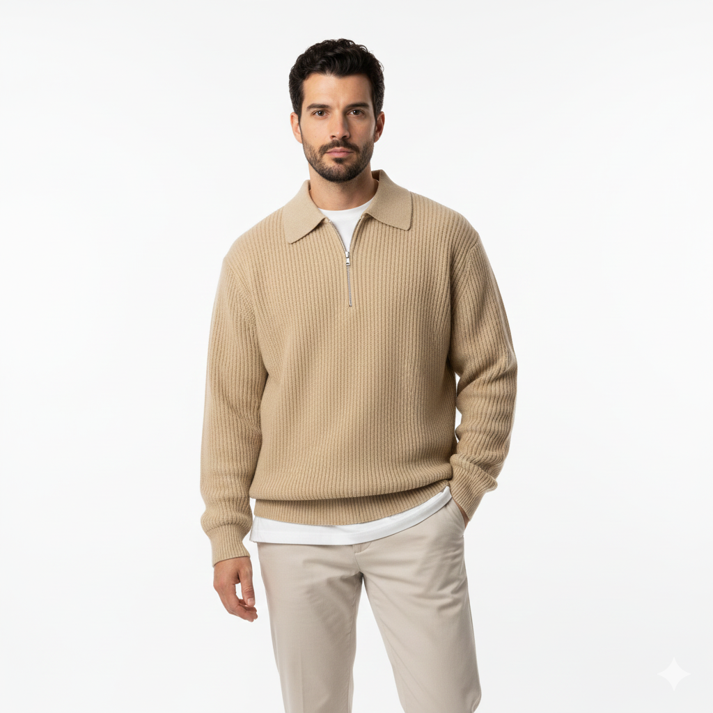 Giovanni Men's Zip-Up Sweater Old Money – Elegant & Comfortable for Autumn and Winter