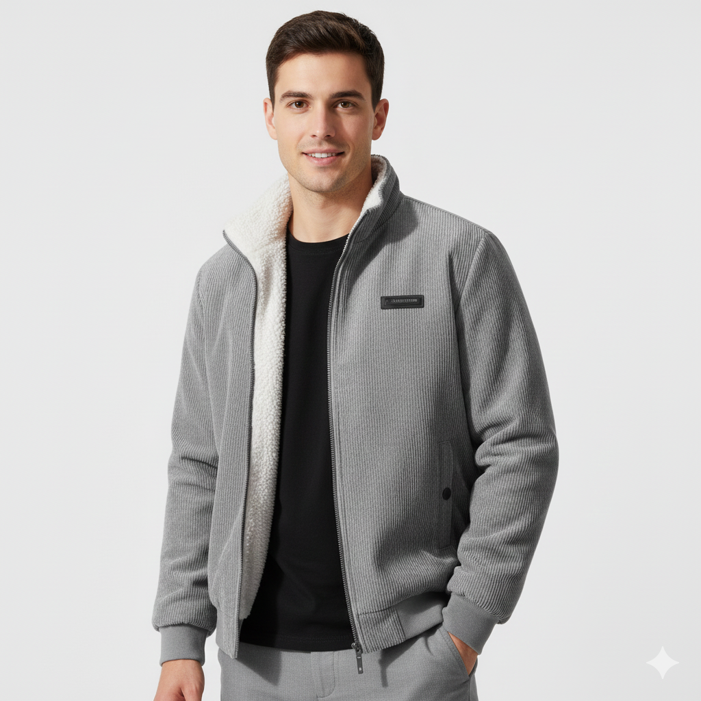 Glenn Veste Corduroy Homme – Blouson Chaud Doublé Sherpa avec Coupe Confortable