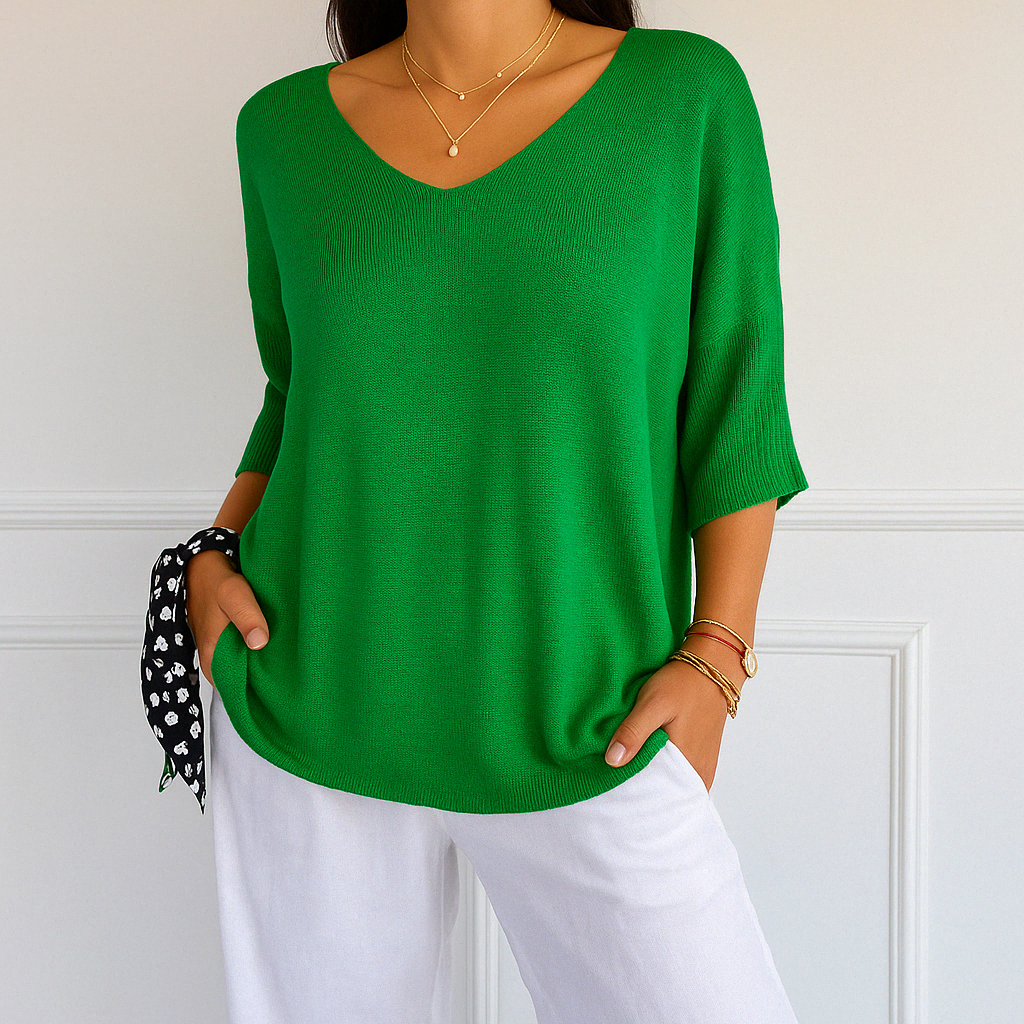 Maglione con scollo a V da donna Coraline: maglia fine, morbida ed elegante per uno stile raffinato