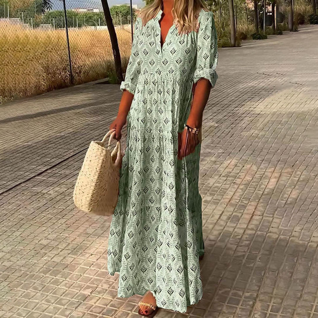 Abito lungo bohémien da donna Charlee - Tessuto leggero, elegante scollo a V per le occasioni speciali