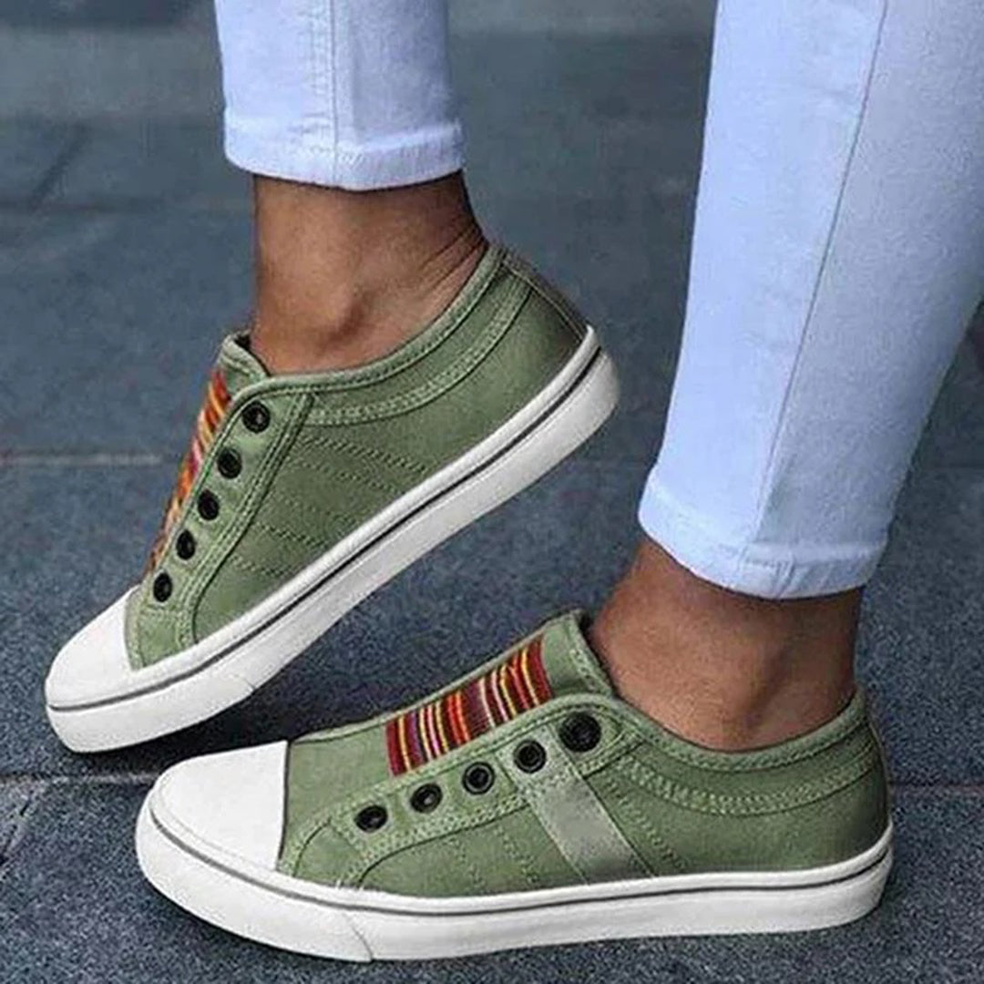 Nerissa Baskets Femme Sans Lacets – Sneakers à Rayures Colorées avec Semelle Confortable