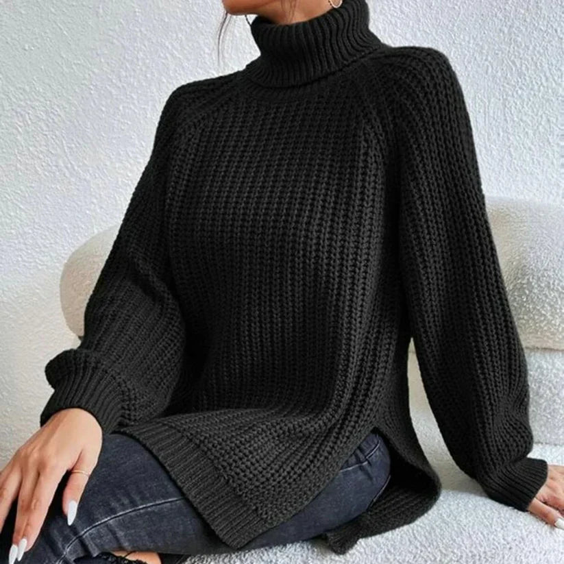 Maglione a collo alto da donna Karah - Maglione lavorato a maglia con vestibilità comoda ed elegante collo alto