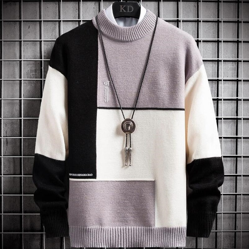 Maglione patchwork da uomo Daniel: design originale, maglia calda e vestibilità comoda