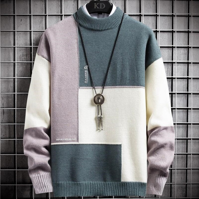 Maglione patchwork da uomo Daniel: design originale, maglia calda e vestibilità comoda