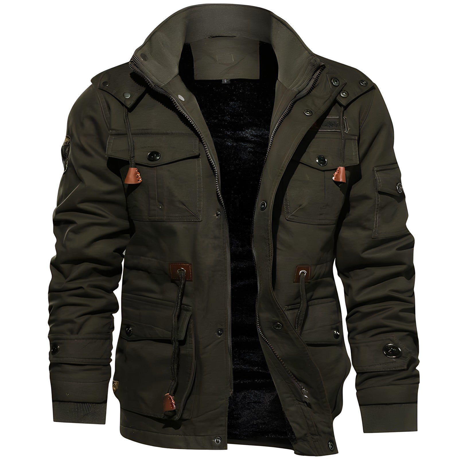 George Veste Outdoor Homme – Style Militaire avec Capuche Doublée & Multiples Poches