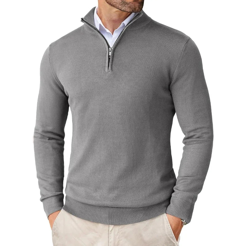 Zane Pull à Col Zippé Homme – Maille Mélange Coton Douce avec Coupe Moderne & Confort Toutes Saisons