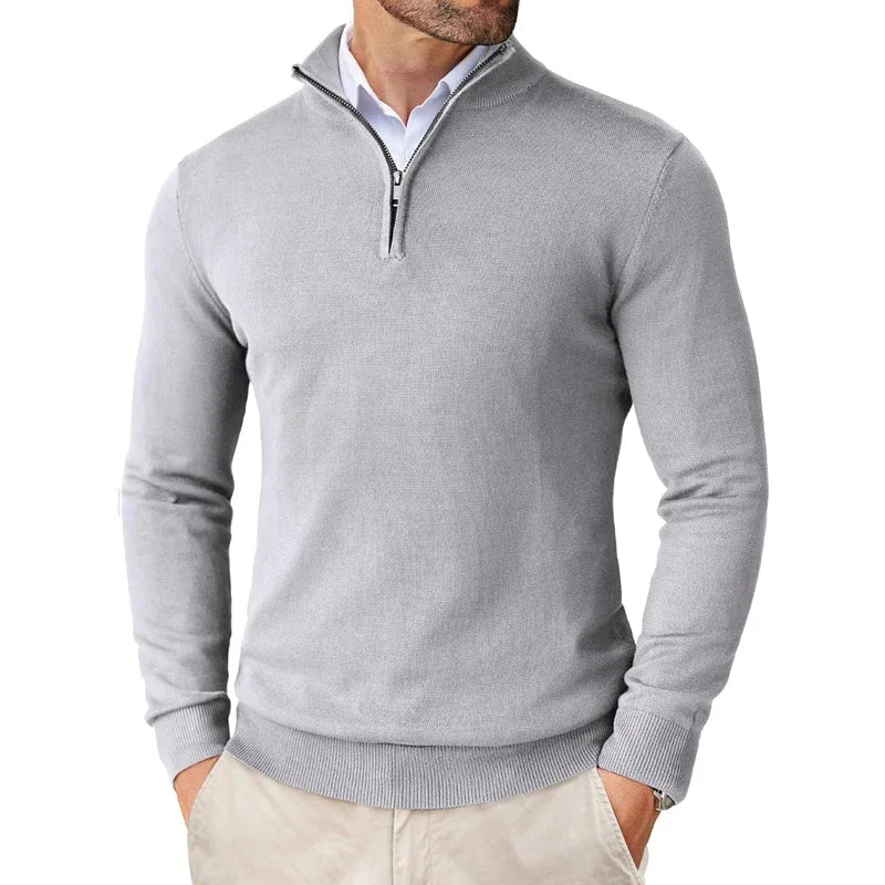 Zane Pull à Col Zippé Homme – Maille Mélange Coton Douce avec Coupe Moderne & Confort Toutes Saisons