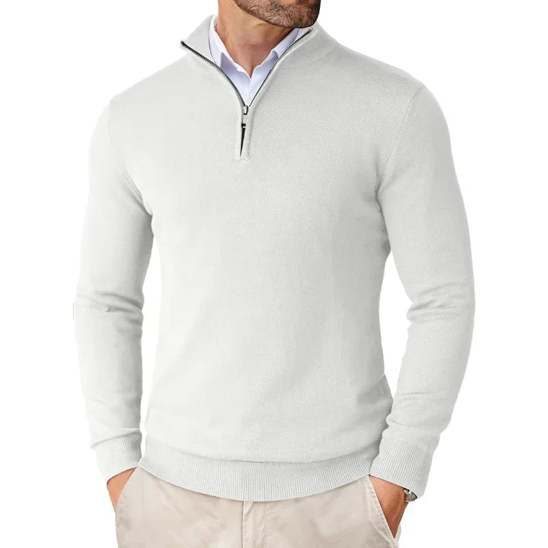 Zane Pull à Col Zippé Homme – Maille Mélange Coton Douce avec Coupe Moderne & Confort Toutes Saisons