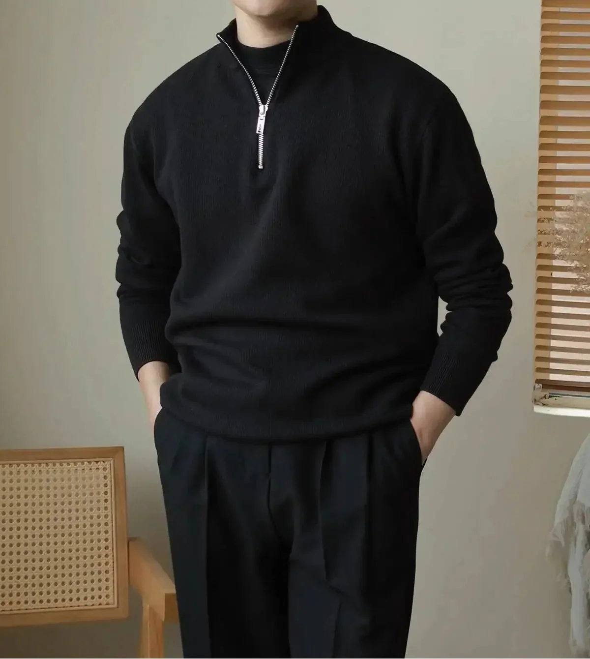 Dexter Muška Majica s Polu-Patentnim Zatvaračem i Visokim Ovratnikom – Ležerni i Topli Zimski Krojač