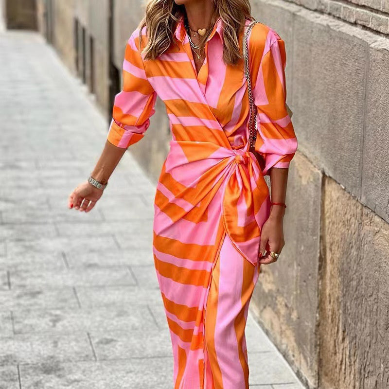 Jasmin Robe Femme – Robe Élégante avec Imprimé Symétrique & Coupe Confortable pour Toutes les Saisons