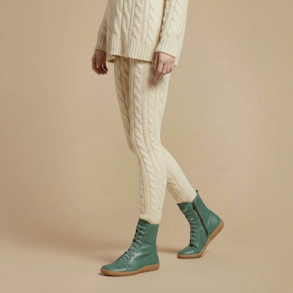 Melly polokozačky pro ženy – Retro kozačky se šněrováním, zipem a plochou podrážkou