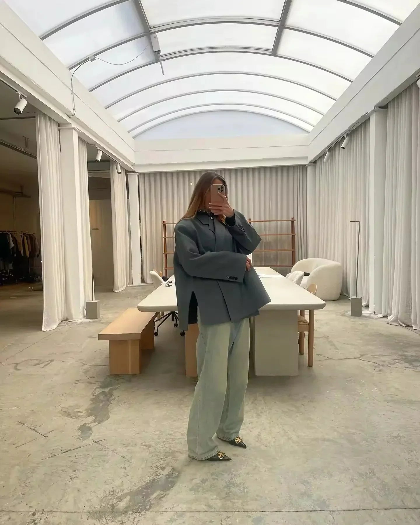 Morgan Blazer Oversize Femme – Veste Chic Longue à Revers Structuré & Coupe Décontractée