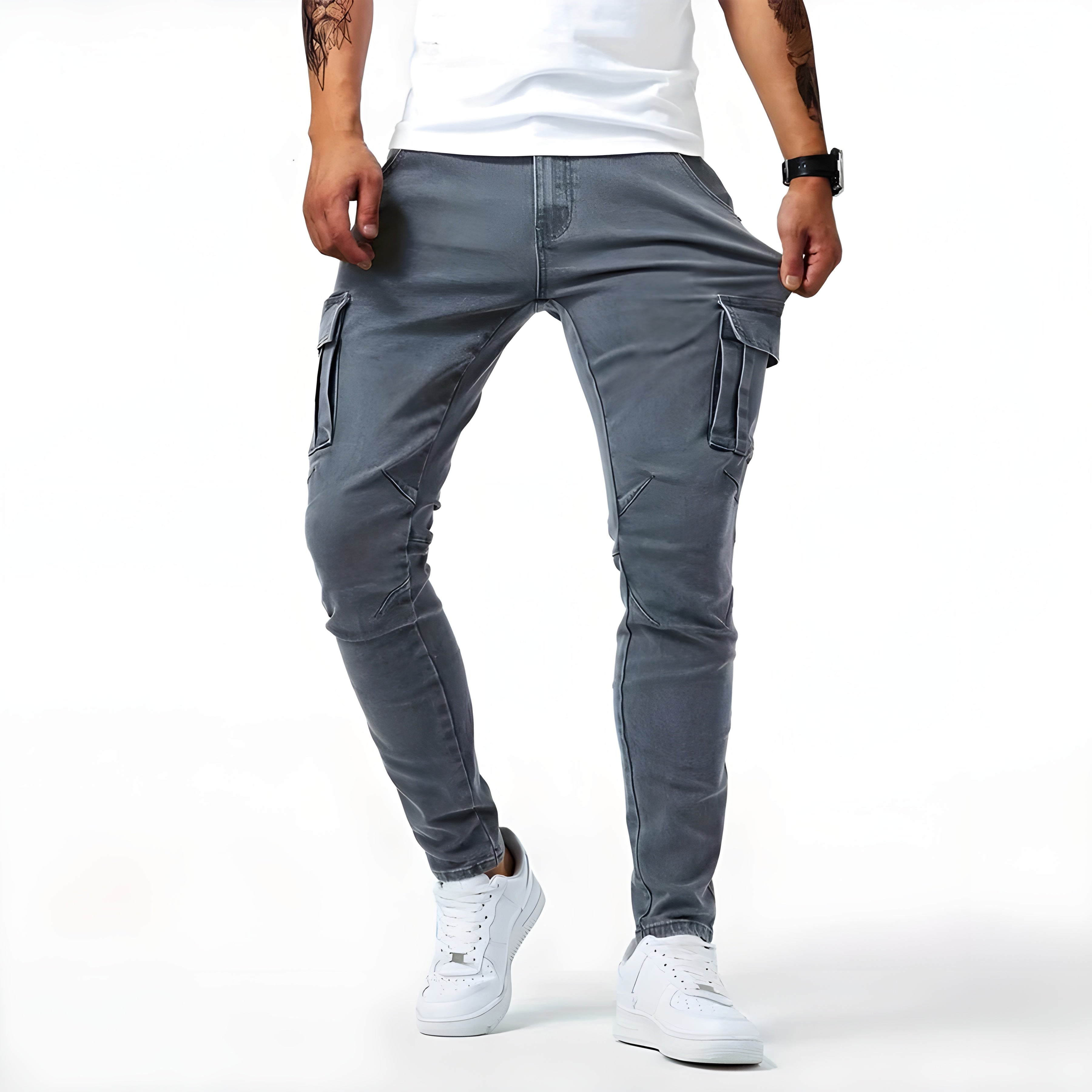 Pantaloni da uomo Francois - Pantaloni cargo in denim elasticizzato comodi e moderni