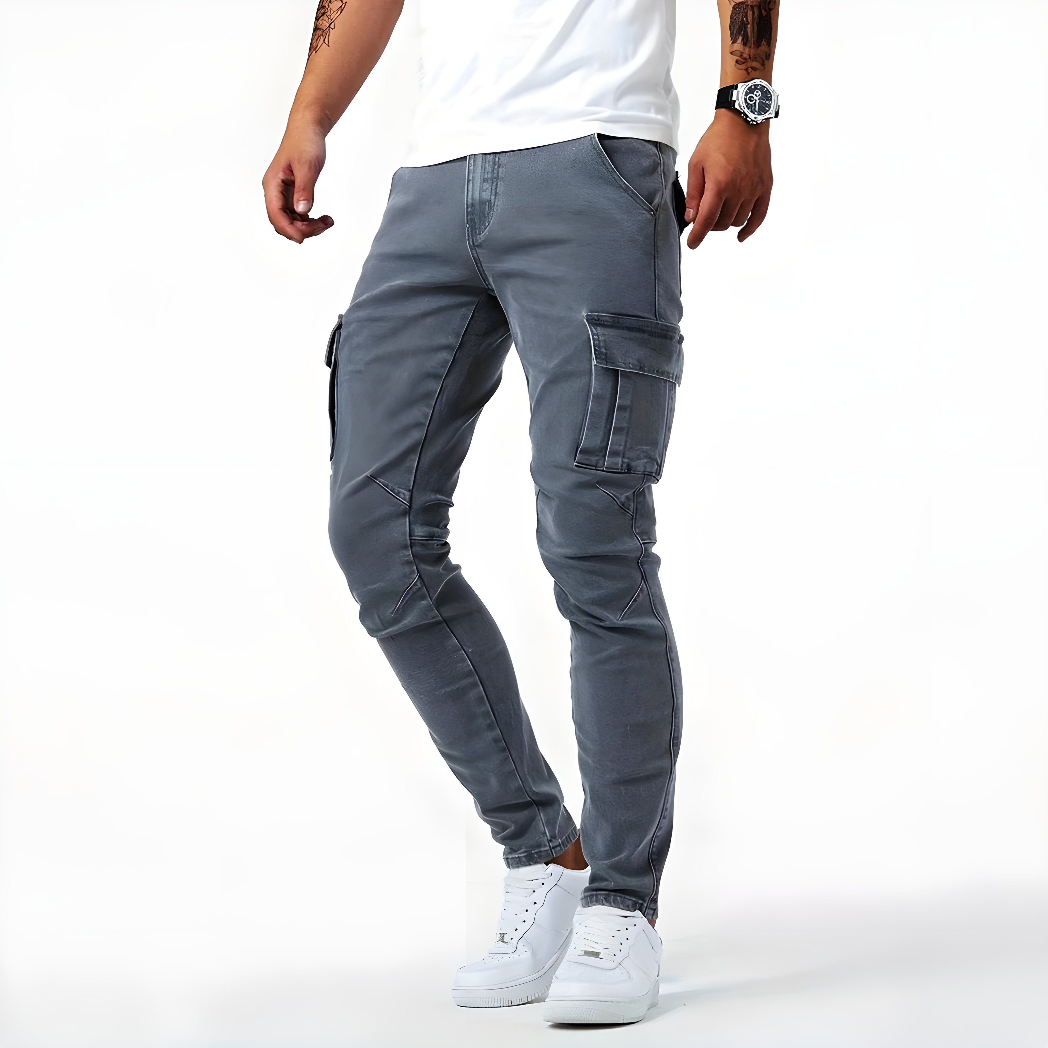 Pantaloni da uomo Francois - Pantaloni cargo in denim elasticizzato comodi e moderni