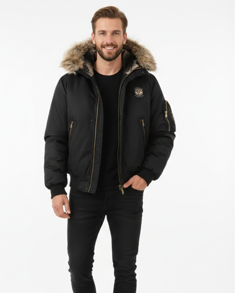 Ivan Bomber Trapuntato Uomo – Cappuccio in Pelliccia Sintetica, Caldo e Stile Urbano