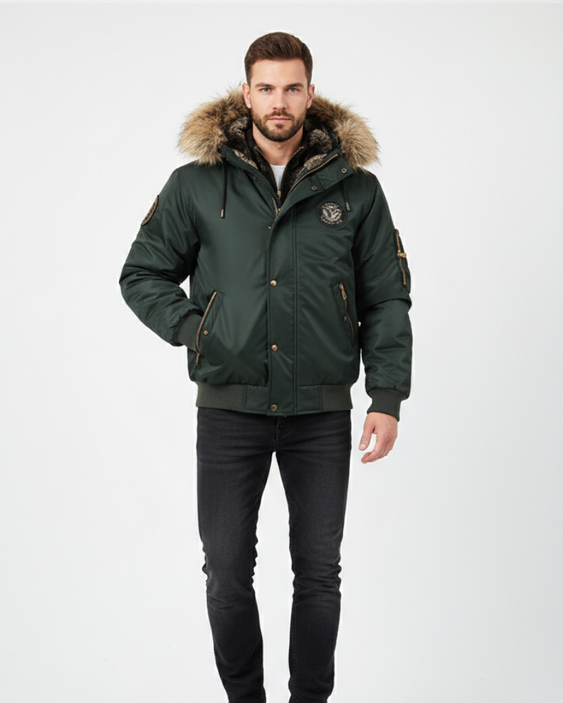 Ivan Bomber Trapuntato Uomo – Cappuccio in Pelliccia Sintetica, Caldo e Stile Urbano