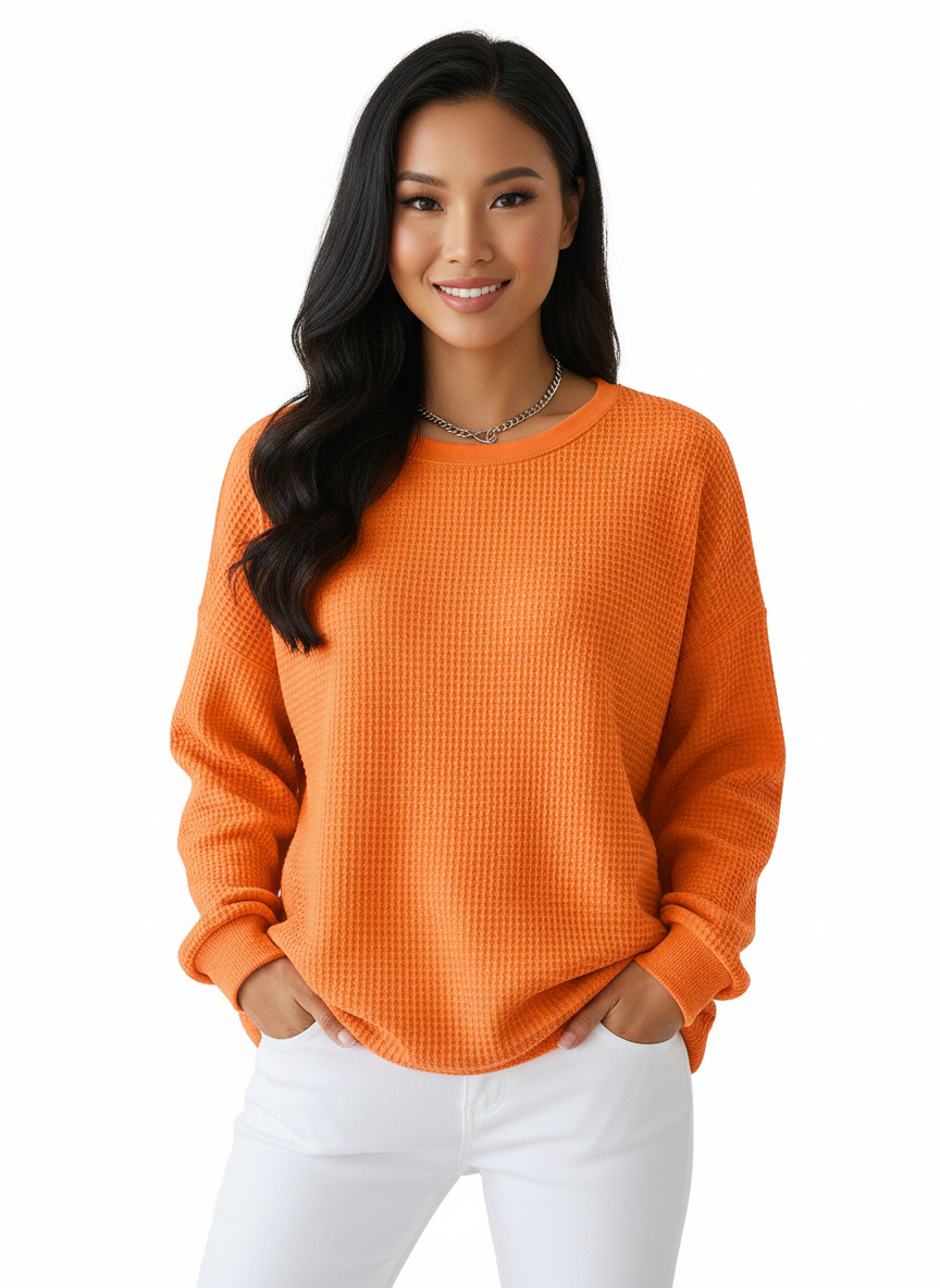 Camisola Ireneah de Malha Piquet – Camisola Ampla Confortável em Algodão Misturado