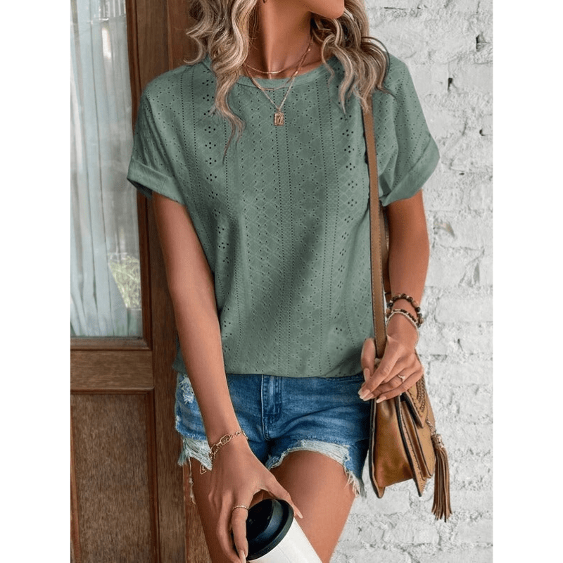 Camicetta ricamata da donna Isaure - Tessuto leggero, maniche corte e stile casual chic di Looksy