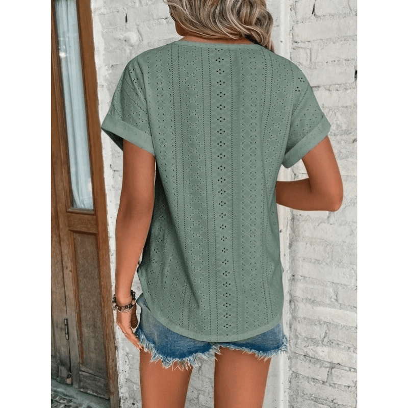 Camicetta ricamata da donna Isaure - Tessuto leggero, maniche corte e stile casual chic di Looksy