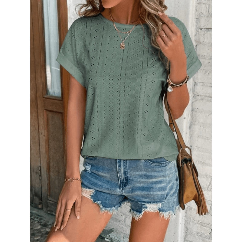 Camicetta ricamata da donna Isaure - Tessuto leggero, maniche corte e stile casual chic di Looksy