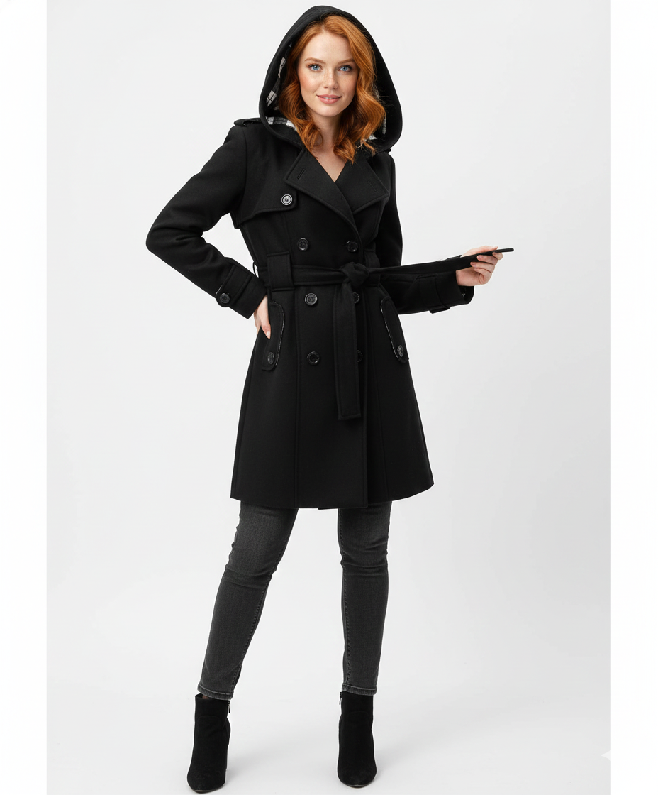 Issa Women's Trench – Elegant Belted Coat with Fitted Cut for Autumn & Winter
