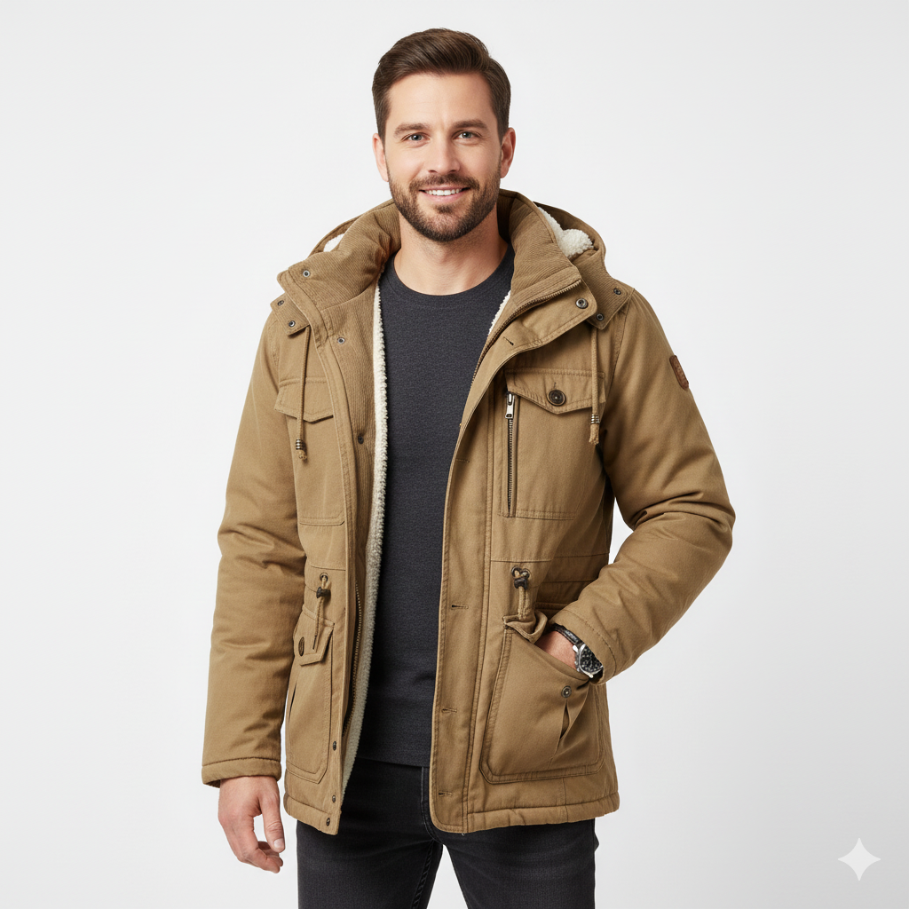 Ivan Parka Hiver Homme – Veste à Capuche Style Militaire avec Grandes Poches