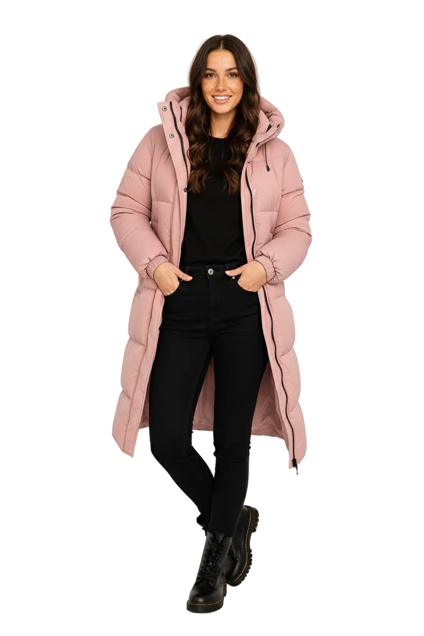 Laura Abrigo Acolchado Largo para Mujer Oversize – Chaqueta Acolchada Caliente y Cómoda de Invierno