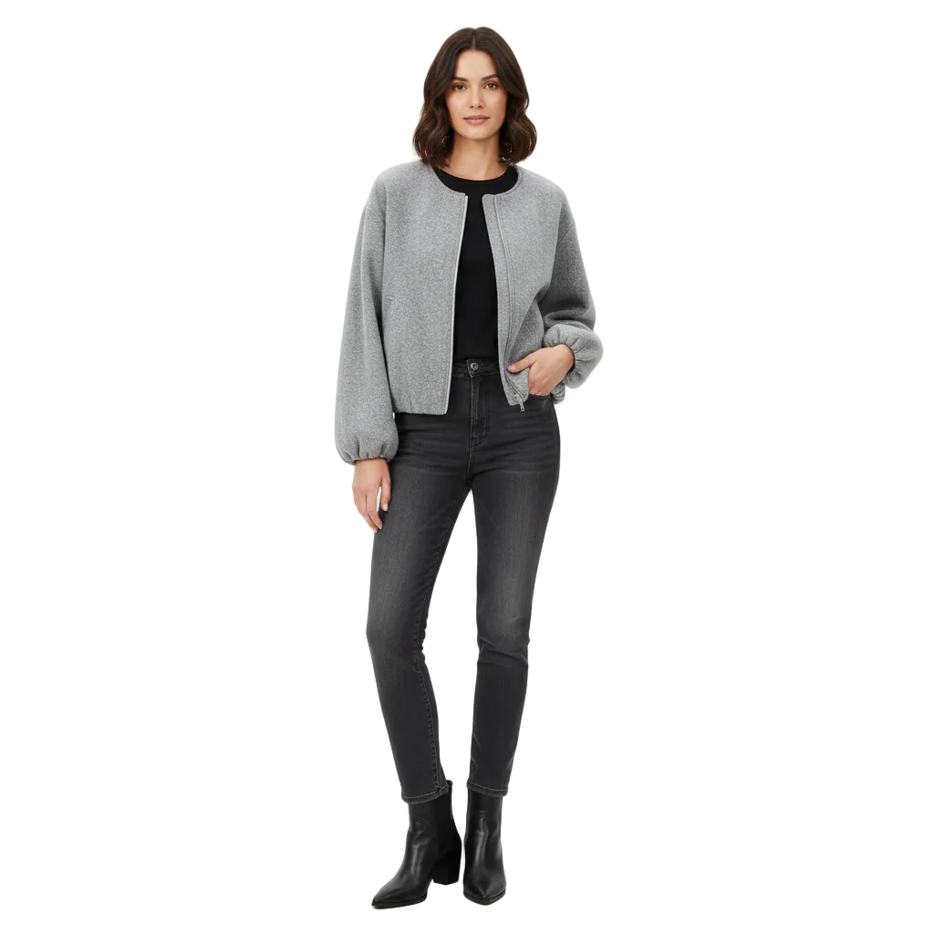 Kurtka Bomberka Mexi Damska Oversize Szara – Luźny Krój i Nowoczesny Minimalistyczny Styl