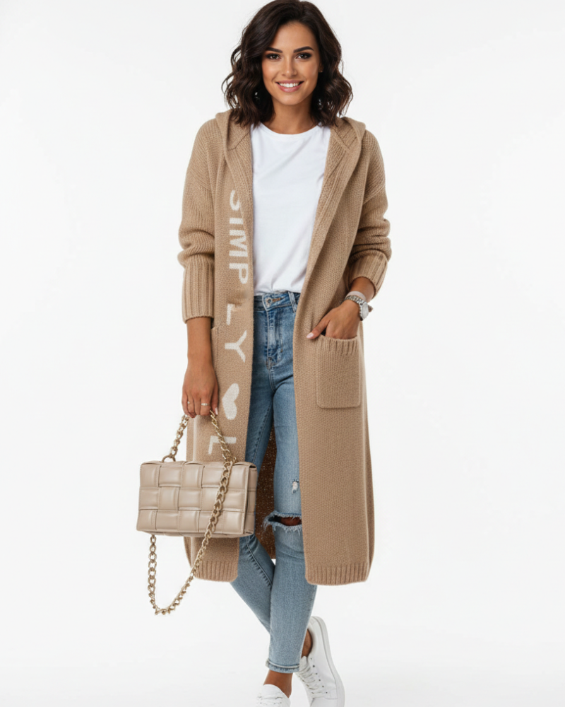 Jessica-neuletakki pitkä naisille – Ylimitoitettu tyylikäs ja mukava pehmeästä neuloksesta tehty liivi