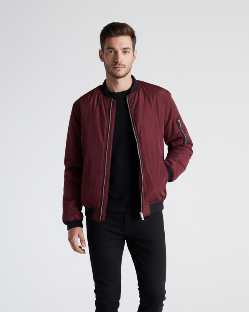 Zenio Bomber Hombre Essensio – Chaqueta Ligera Repelente al Agua con Cremallera y Acabados Acanalados