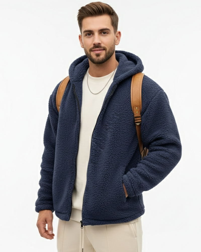 Lucio Veste Teddy Uomo – Pile Caldo con Cappuccio, Chiusura Lampo e Tasche Sicure