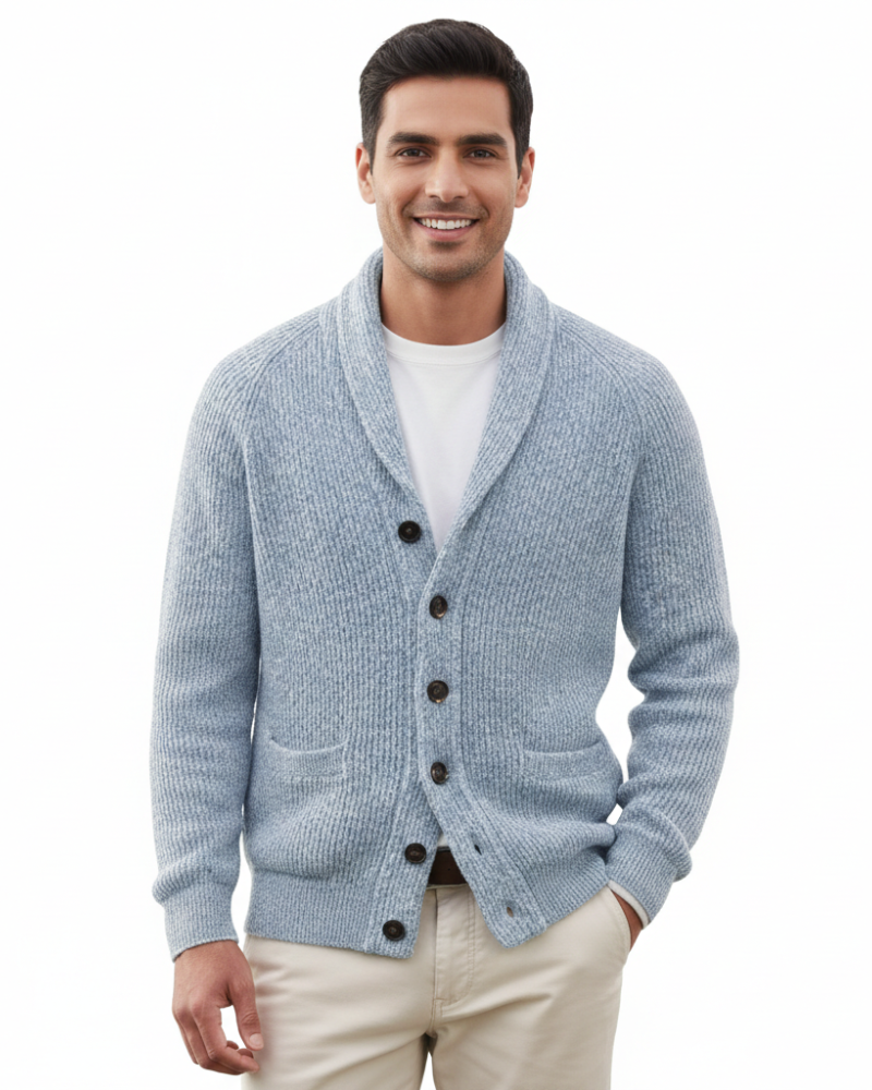 Muški prsluk Victorino od vune – prugasti kardigan s V-izrezom, gumbima i džepovima