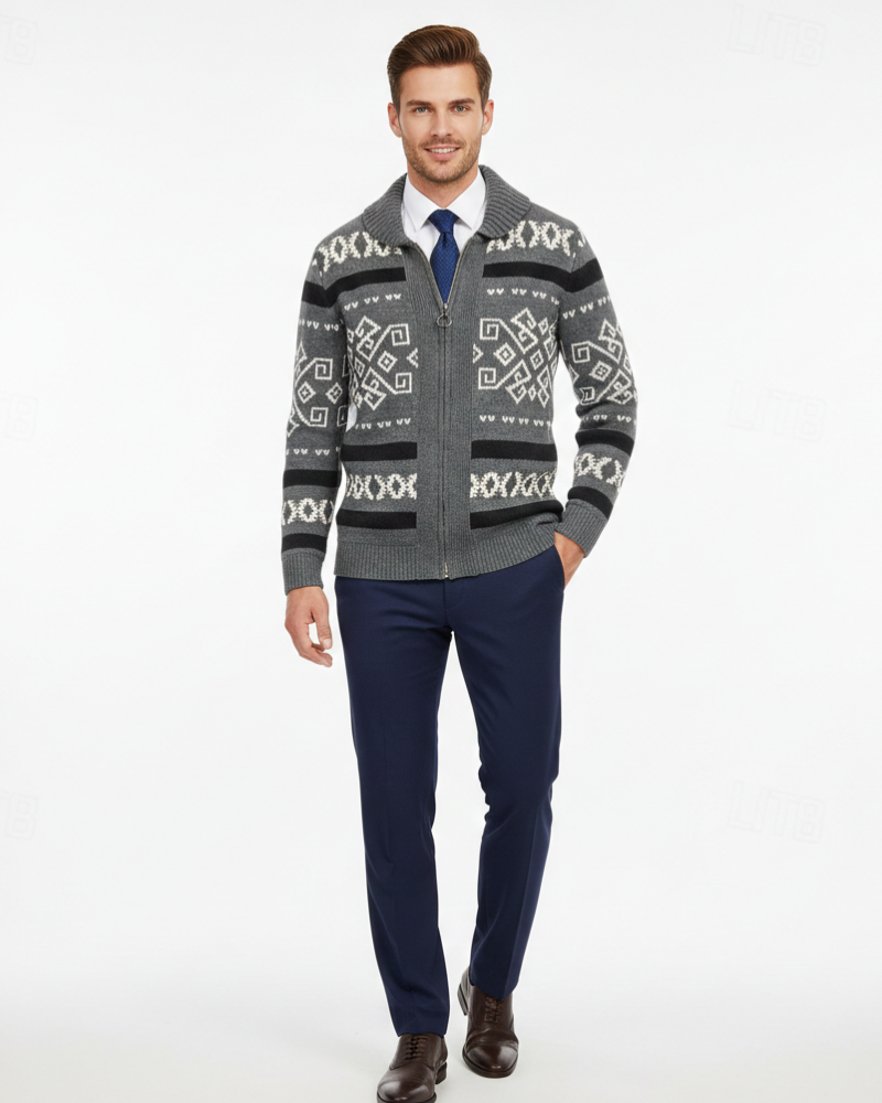 Gilet Uomo Mike con Cerniera in Lana – Maglia Calda, Taglio Elegante e Collo Classico