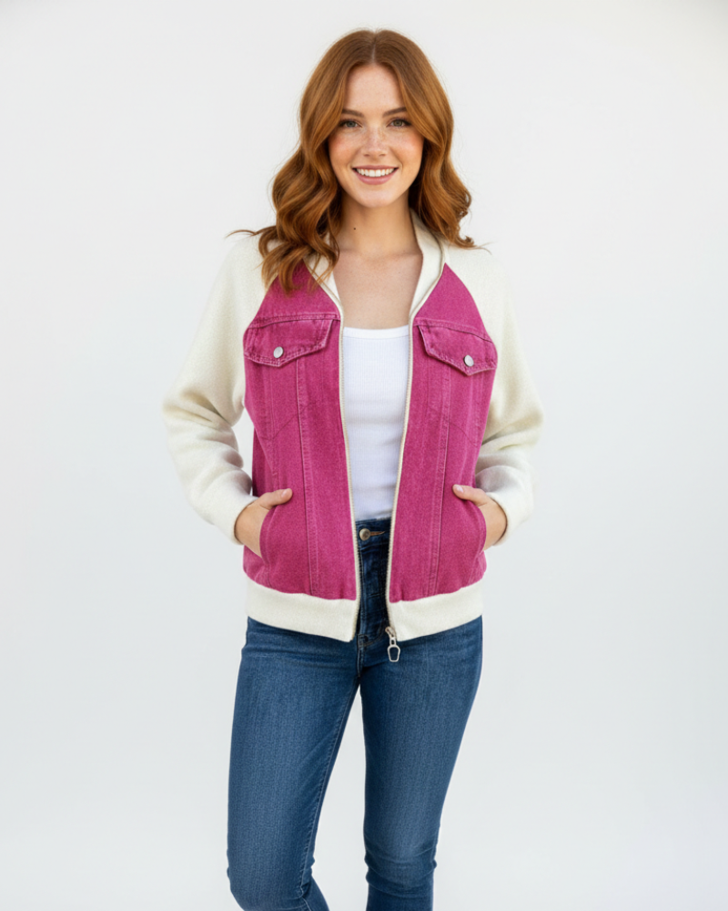 Isabella Kurtka Jesienna Damska – Lekka i Ciepła, Dekolt w Serek i Nowoczesny Zamek