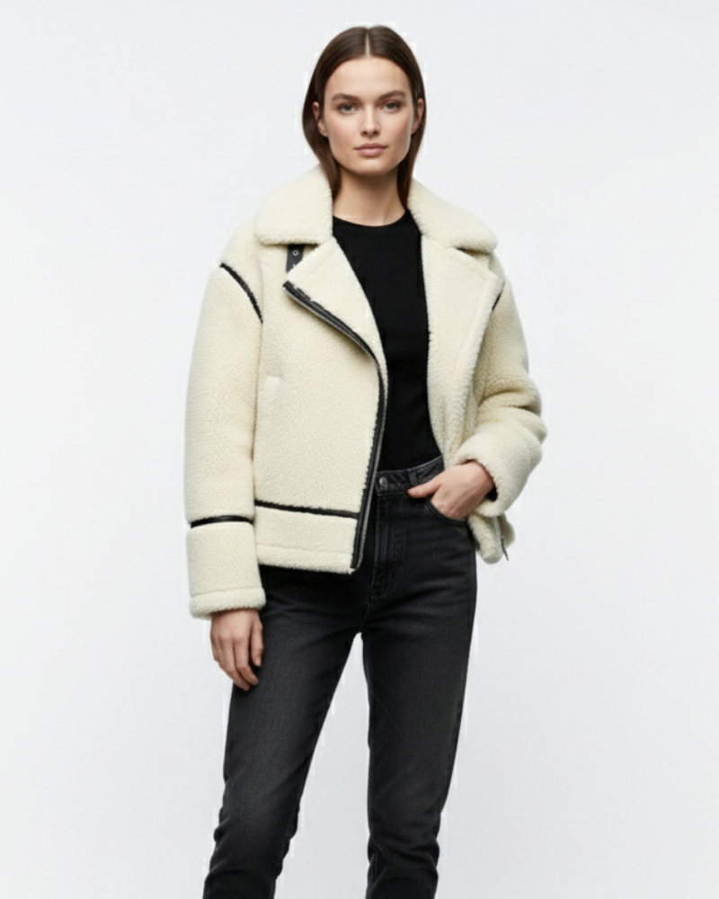 Aurora Manteau Teddy Damski – Miękka Beżowa Kurtka z Luźnym Krojem i Komfortowym Stylem