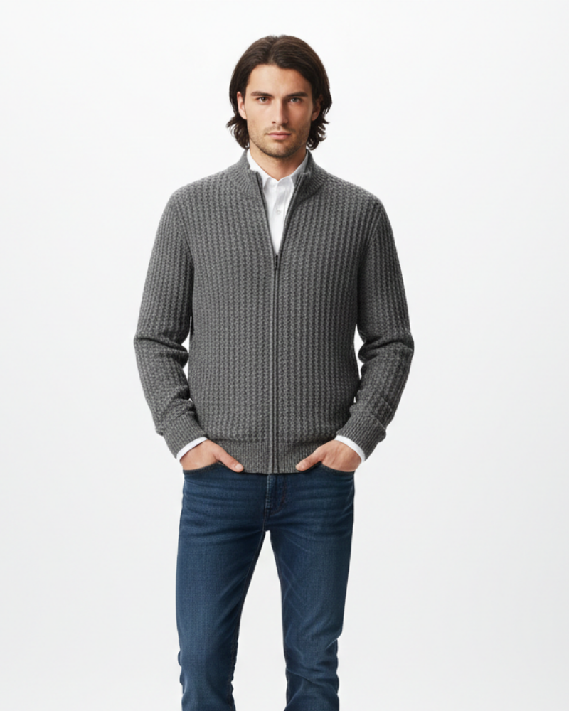 Gilet Masculino Danny em Lã Merino – Fecho Integral, Respirável e Conforto Térmico