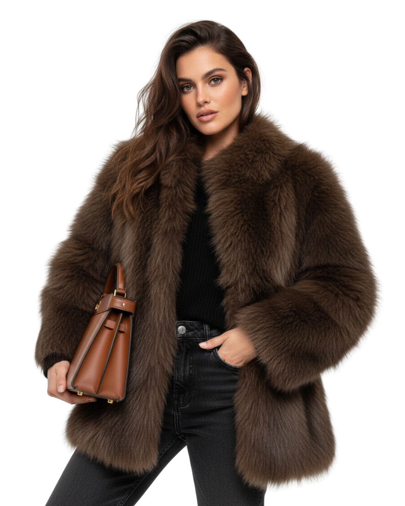 Julien Manteau Faux-Fur Femme – Veste Hiver Douce & Chaude avec Coupe Décontractée Élégante