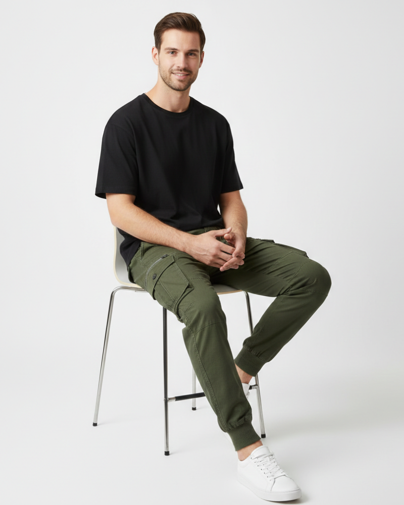 Theodore Pantalon Cargo Homme à Taille Élastique – Pantalon Casual Confortable